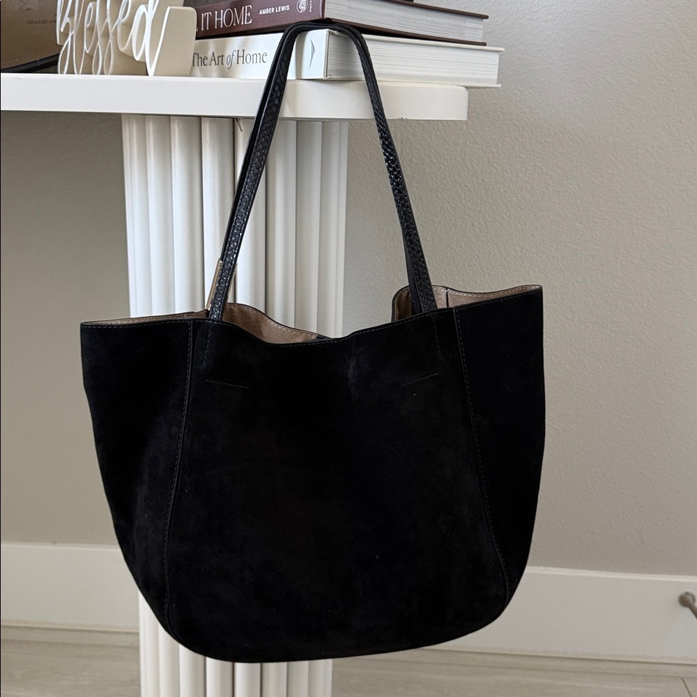 Jimmy Choo Stevie Black Suede Tote with Gold Stud Detailing - Picture 4 of 8